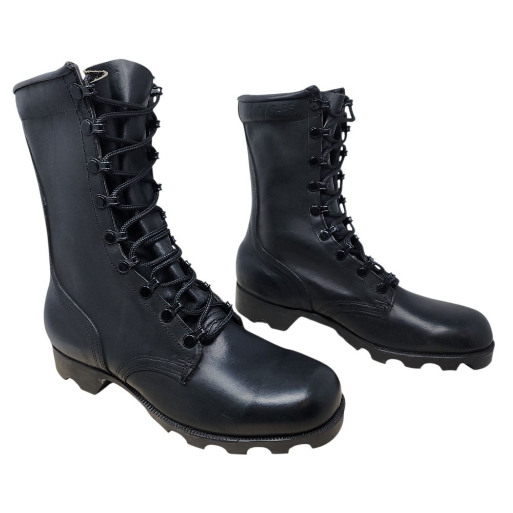 Vtg Ro Search Combat Boots 7W Mens Black Leather‎ Vintage 1985 Military Lug Sole